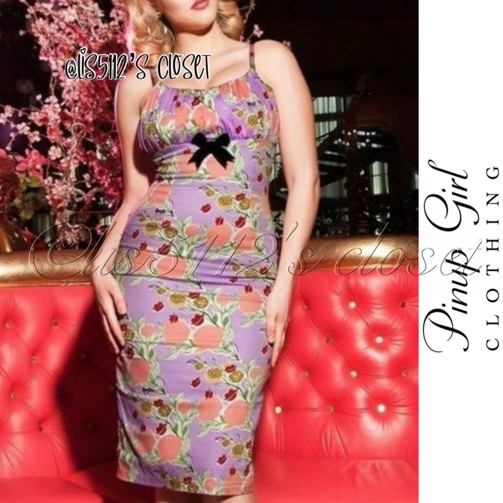 Pinup Couture Mary Blair Lips & Roses Evangeline Wiggle Dress XL